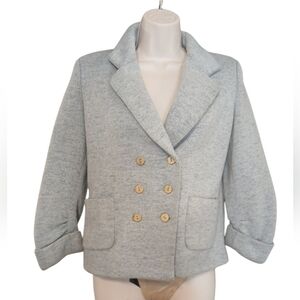 Anthropologie Gray Double Breasted Blazer Womens Cropped Wool Blazer sz S-M